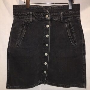 Pilcr Black Denim Button Down Jean Skirt | Size 6